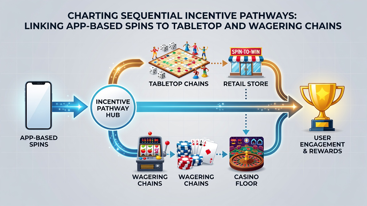 Flowchart illustrating app spins leading to live tables and then to sports wagering bonuses