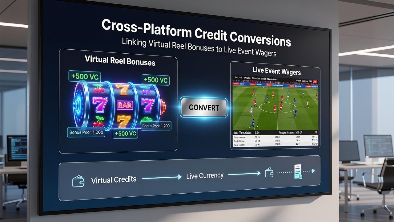 Flowchart depicting the step-by-step process of converting reel bonuses into live event wager credits