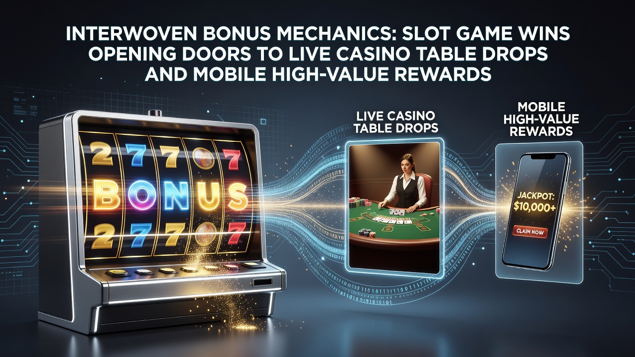 Diagram showing data flow from slot wins to live table drops and mobile high-stakes entries