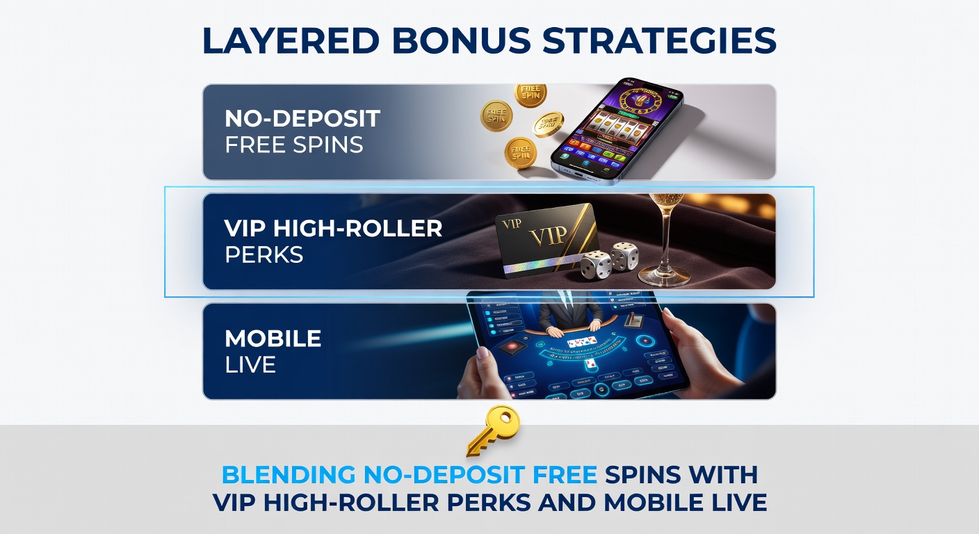 Illustration of VIP high-roller perks integrating with mobile live casino tables and free spin overlays