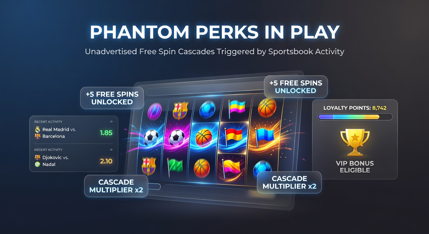 Screenshot of a mobile app interface showing a sportsbook bet confirmation leading to an unexpected free spins popup on a popular slot game, highlighting teh seamless phantom perk activation