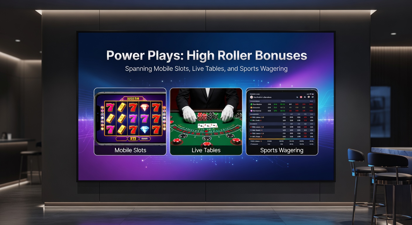 Close-up of a live dealer blackjack table with high-roller chips, digital slot reels in background, and sports odds ticker